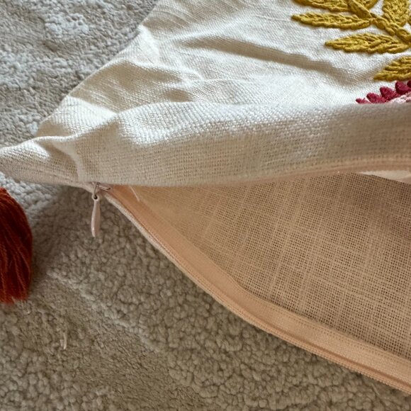 OPALHOUSE Embroidered Floral Lumbar Throw Pillow Jungalow 20x12 COVER ONLY - Picture 2 of 4